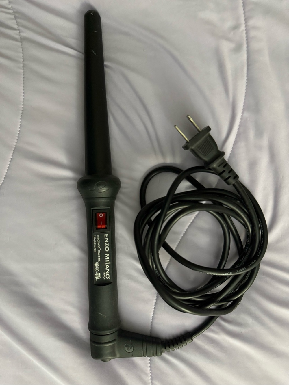 Enzo Milano Black Ceramic Tapered Curling Wand